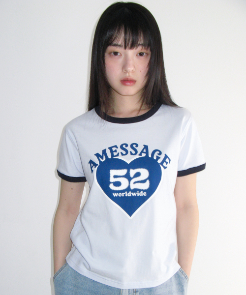 AMESWORLDWIDE(アメスワールドワイド)の「52 HEART RINGER CROP TEE BLUE(Tシャツ/カットソー・レディース・その他・FREE)」の1枚目の写真