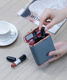 STYLE DELI（スタイルデリ）の「【BLK001】リップスティックミラー付きレザーケース（ポーチ）」