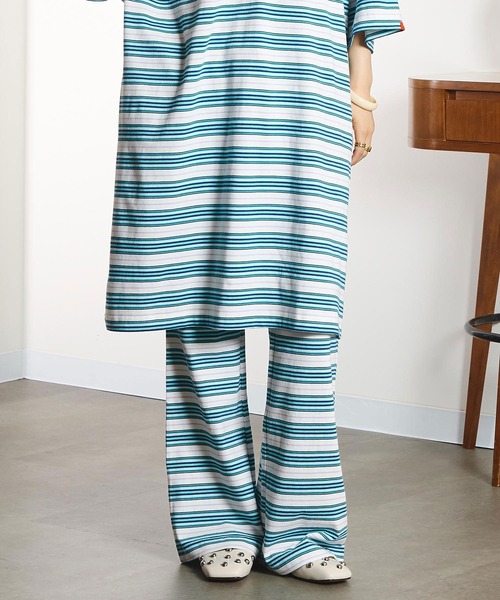 HANGTEN(ハンテン)の「(HANG TEN x TONY x GENE HEAVENS)FLARE PANTS(その他パンツ・レディース・ホワイト/ブルー/ブラック・ONE SIZE)」の1枚目の写真