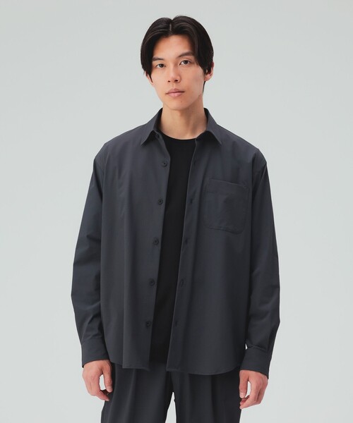 BEAMS HEART(ビームスハート)の「ミニリップストップ ナイロン シャツ(接触冷感)(シャツ/ブラウス・メンズ・ブラック/グレー・MEDIUM/SMALL/X-LARGE/LARGE)」の3枚目の写真