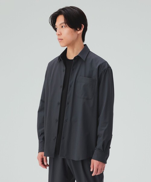 BEAMS HEART(ビームスハート)の「ミニリップストップ ナイロン シャツ(接触冷感)(シャツ/ブラウス・メンズ・ブラック/グレー・MEDIUM/SMALL/X-LARGE/LARGE)」の4枚目の写真