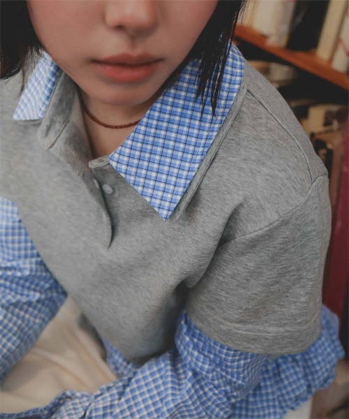 miette（ミエット）の「レイヤード風裾バルーンポロ襟トップス（Tシャツ/カットソー・レディース・ネイビー/グレー/ブラック・FREE）」の12枚目の写真