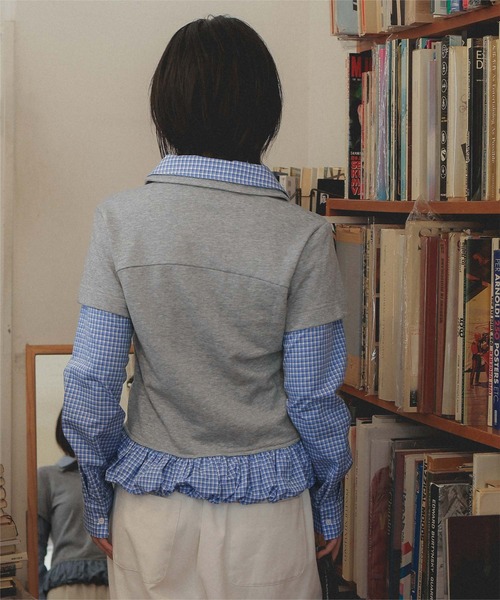 miette（ミエット）の「レイヤード風裾バルーンポロ襟トップス（Tシャツ/カットソー・レディース・ネイビー/グレー/ブラック・FREE）」の14枚目の写真