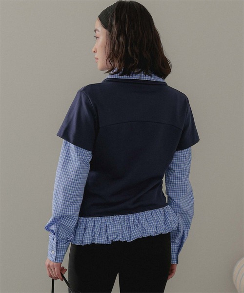 miette（ミエット）の「レイヤード風裾バルーンポロ襟トップス（Tシャツ/カットソー・レディース・ネイビー/グレー/ブラック・FREE）」の19枚目の写真