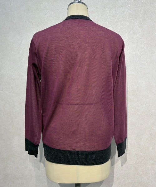 RAPASTEL(ラパステル)の「【秋/接触冷感】配色 ウール混 パールボタン ハイゲージ ラメ シアーニットカーディガン/長袖(カーディガン/ボレロ・レディース・ブルー/グレー/グリーン/パープル・FREE)」の14枚目の写真