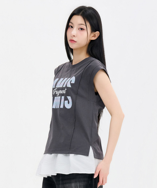 CHASECULT（チェイスカルト）の「レディースクールグラフィックスリーブレスTシャツ-FCRG5961E0L（Tシャツ/カットソー・レディース・チャコールグレー・85/90）」の5枚目の写真
