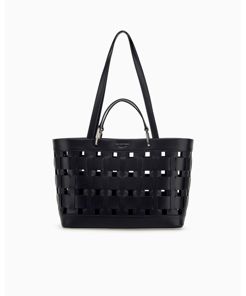EMPORIO ARMANI(エンポリオアルマーニ)の「【エンポリオ アルマーニ】MyEA ポーチ付き ワイド編み ダブルハンドル トートバック(トートバッグ・レディース・シルバーグレー/ブラック・FREE)」の2枚目の写真