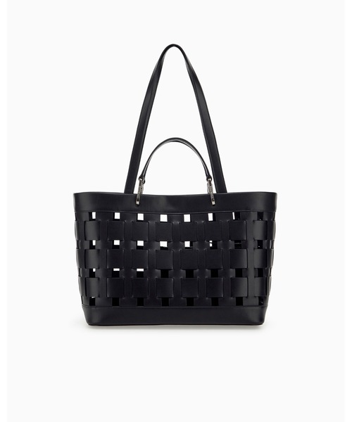 EMPORIO ARMANI(エンポリオアルマーニ)の「【エンポリオ アルマーニ】MyEA ポーチ付き ワイド編み ダブルハンドル トートバック(トートバッグ・レディース・シルバーグレー/ブラック・FREE)」の4枚目の写真