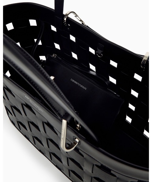 EMPORIO ARMANI(エンポリオアルマーニ)の「【エンポリオ アルマーニ】MyEA ポーチ付き ワイド編み ダブルハンドル トートバック(トートバッグ・レディース・シルバーグレー/ブラック・FREE)」の6枚目の写真