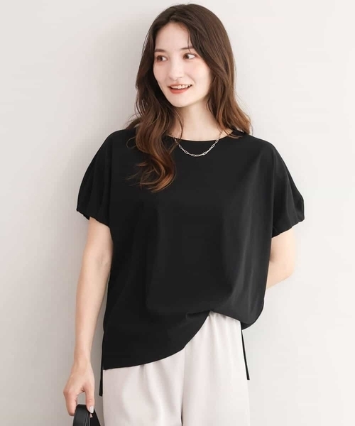MK MICHEL KLEIN（エムケーミッシェルクラン）の「[UVカット/接触冷感/洗える]ギャザータックスリーブカットソー（Tシャツ/カットソー・レディース・ライトグリーン/ブラック・38）」の19枚目の写真
