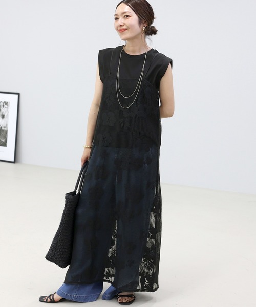 Aletta vita(アレッタビータ)の「メッシュフラワーキャミワンピース(ワンピース・レディース・オフホワイト/ブラック・FREE)」の8枚目の写真