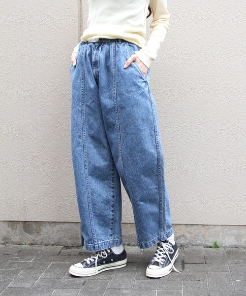 MEYAME（メヤメ）の「MEYAME/メヤメ　デニムワイドタックパンツ　DENIM WIDE TUCK PANTS　MEY-2516（デニムパンツ・レディース・ブルー・0/1）」の6枚目の写真