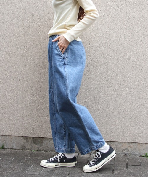 MEYAME（メヤメ）の「MEYAME/メヤメ　デニムワイドタックパンツ　DENIM WIDE TUCK PANTS　MEY-2516（デニムパンツ・レディース・ブルー・0/1）」の9枚目の写真