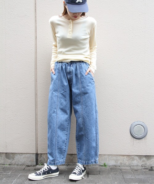 MEYAME（メヤメ）の「MEYAME/メヤメ　デニムワイドタックパンツ　DENIM WIDE TUCK PANTS　MEY-2516（デニムパンツ・レディース・ブルー・0/1）」の11枚目の写真