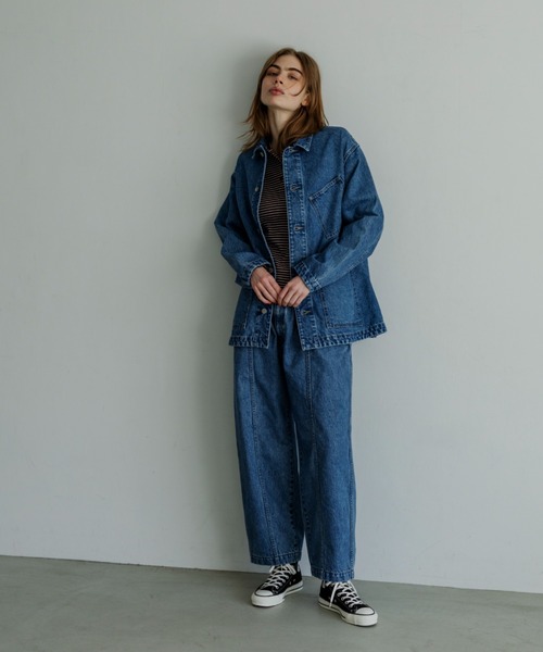 MEYAME(メヤメ)の「MEYAME/メヤメ デニムワイドタックパンツ DENIM WIDE TUCK PANTS MEY-2516(デニムパンツ・レディース・ブルー・0/1)」の17枚目の写真