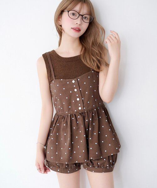 Kastane（カスタネ）の「【WEB先行/セットアップ対応】ドットホルタービスチェ（シャツ/ブラウス・レディース・ブラウン/ブラック・FREE）」の4枚目の写真