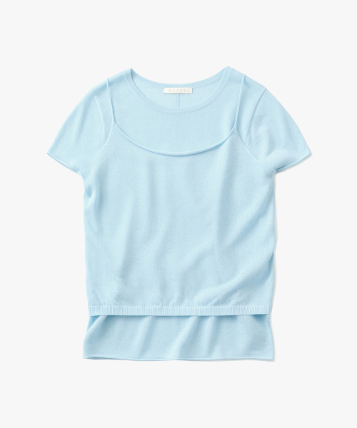 SUARE WOMEN(スアレウーマン)の「(ウィメンズ)ベイルリネンレイヤードニット(SET)ライトブルー(Tシャツ/カットソー・レディース・ライトブルー・SMALL/MEDIUM)」の2枚目の写真