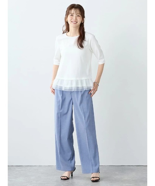 Perfect Suit FActory（パーフェクトスーツファクトリー）の「レースペプラムカットトップス（Tシャツ/カットソー・レディース・ブラック・M）」の3枚目の写真