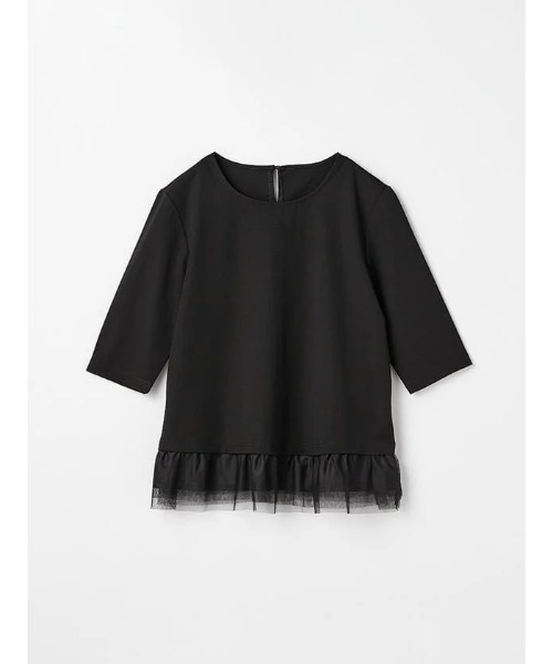 Perfect Suit FActory（パーフェクトスーツファクトリー）の「レースペプラムカットトップス（Tシャツ/カットソー・レディース・ブラック・M）」の6枚目の写真