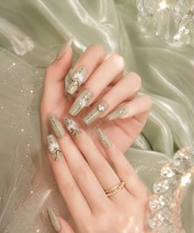 KONVINI（コンビニ）の「【not a nail】水光マグネットデザインネイルチップロングバレリーナ（ネイルシール/ネイルチップ）」