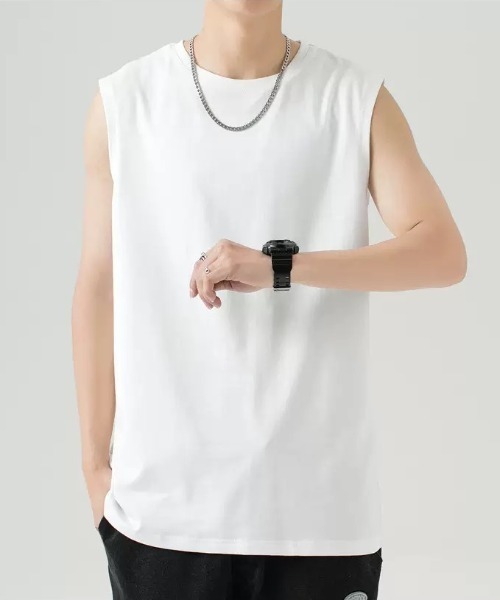 WYZ wear(ダブリューワイジィーウェア)の「オーバーサイズノースリーブTシャツ/ユニセックス(Tシャツ/カットソー・メンズ・チャコールグレー/ブラック/ホワイト・XL/L/M)」の11枚目の写真