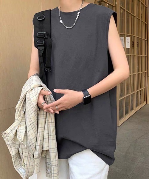 WYZ wear(ダブリューワイジィーウェア)の「オーバーサイズノースリーブTシャツ/ユニセックス(Tシャツ/カットソー・メンズ・チャコールグレー/ブラック/ホワイト・XL/L/M)」の19枚目の写真
