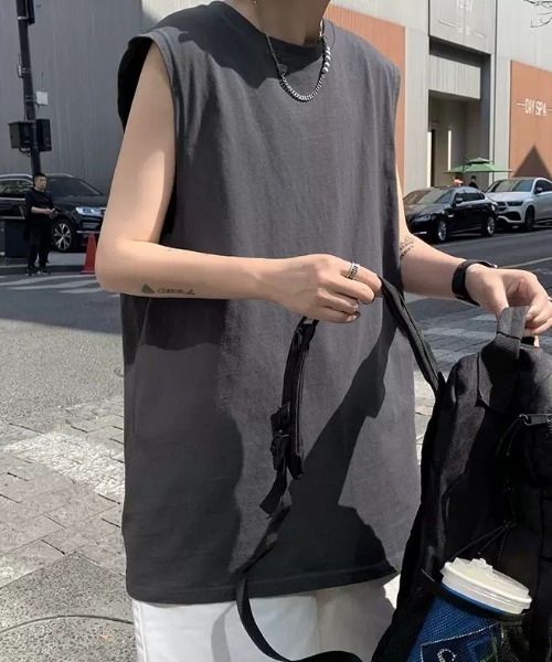 WYZ wear(ダブリューワイジィーウェア)の「オーバーサイズノースリーブTシャツ/ユニセックス(Tシャツ/カットソー・メンズ・チャコールグレー/ブラック/ホワイト・XL/L/M)」の21枚目の写真