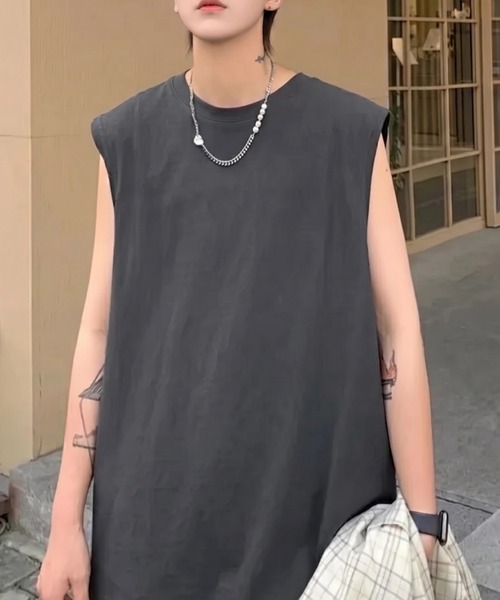 WYZ wear(ダブリューワイジィーウェア)の「オーバーサイズノースリーブTシャツ/ユニセックス(Tシャツ/カットソー・メンズ・チャコールグレー/ブラック/ホワイト・XL/L/M)」の20枚目の写真