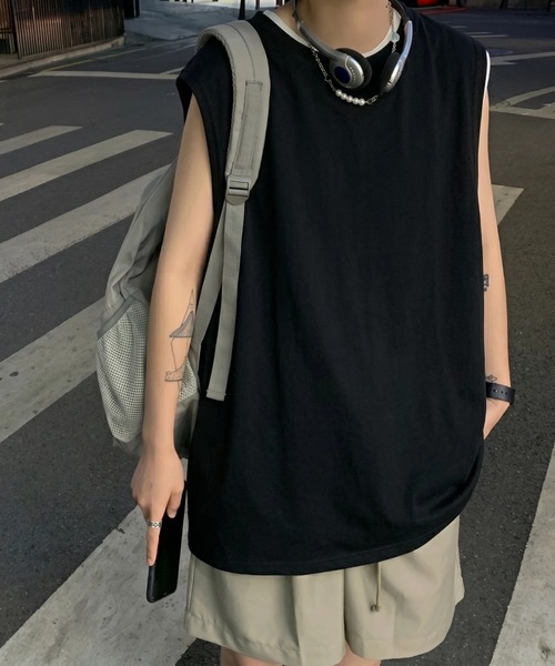 WYZ wear(ダブリューワイジィーウェア)の「オーバーサイズノースリーブTシャツ/ユニセックス(Tシャツ/カットソー・メンズ・チャコールグレー/ブラック/ホワイト・XL/L/M)」の17枚目の写真