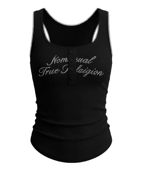 NOMANUAL（NOMANUAL）の「【NOMANUAL×TRUE RELIGION】NO RELIGION SHIRRING SLEEVELESS TEE / 【ノーマニュアル×トゥルーレリジョン】ノーレリジョンヘンリーネックシャーリングタンクトップ（タンクトップ・レディース・チャコール/ブラック/ホワイト・M/S）」の15枚目の写真