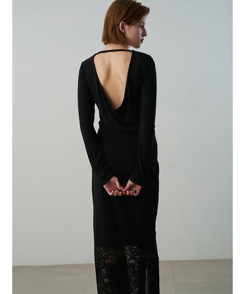 Henon.(ヘノン)の「バックオープンカットソー(Tシャツ/カットソー・レディース・チャコールグレー/ブラック・F)」の12枚目の写真