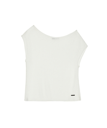 TEXTURED BOAT NECK KNIT TOP_IVORY