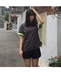 AWESOME STUDIO（オーサムスタジオ）の「配色ロールアップスリーブTシャツチャコール（Tシャツ/カットソー）」