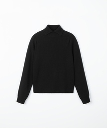 Turtle crop knit top / BLACK