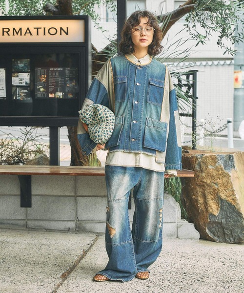 niko and...（ニコアンド）の「ボーイフレンドニーパンツ　[NKJ 2026AW]（デニムパンツ・レディース・クリアブルー/ブルー/ベージュ・LARGE/MEDIUM）」の15枚目の写真