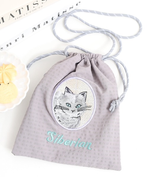 FUNALIVE(ファンアライブ)の「猫刺繍巾着ショルダー(ショルダーバッグ・レディース・グレー/ピンク/ベージュ・FREE)」の11枚目の写真