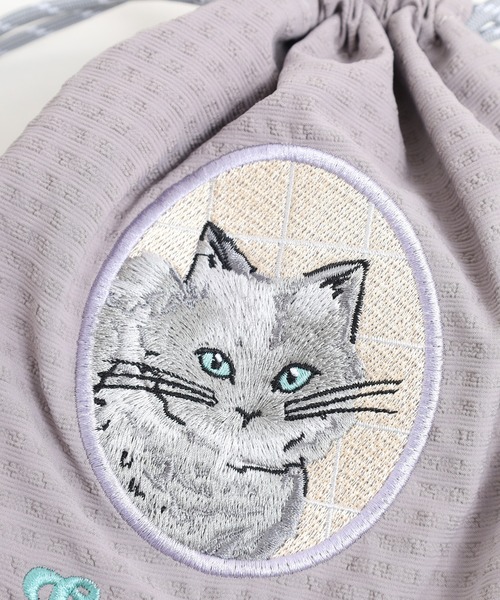 FUNALIVE(ファンアライブ)の「猫刺繍巾着ショルダー(ショルダーバッグ・レディース・グレー/ピンク/ベージュ・FREE)」の14枚目の写真