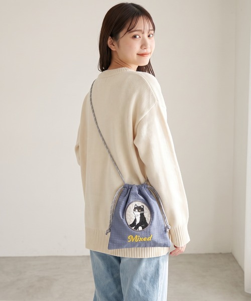 FUNALIVE(ファンアライブ)の「猫刺繍巾着ショルダー(ショルダーバッグ・レディース・グレー/ピンク/ベージュ・FREE)」の19枚目の写真