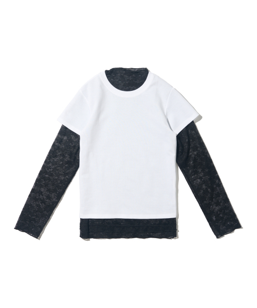CARGOBROS FOR WOMAN(カーゴブロスフォーウィメン)の「スタシースルーロングスリーブレイヤード半袖Tシャツセット(ブラック/アイボリー)(Tシャツ/カットソー・レディース・その他・FREE)」の1枚目の写真