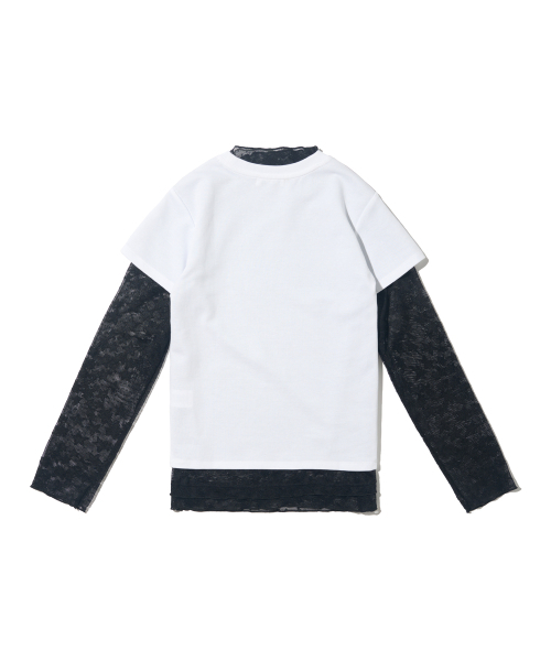 CARGOBROS FOR WOMAN(カーゴブロスフォーウィメン)の「スタシースルーロングスリーブレイヤード半袖Tシャツセット(ブラック/アイボリー)(Tシャツ/カットソー・レディース・その他・FREE)」の2枚目の写真