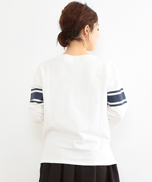 B:MING by BEAMS（ビーミングバイビームス）の「RUSSELL ATHLETIC×ビーミング by ビームス / 別注 ミニ裏毛7分袖Tシャツ（Tシャツ/カットソー・レディース・ホワイト/ホワイト系その他/オリーブ・ONE SIZE）」の16枚目の写真