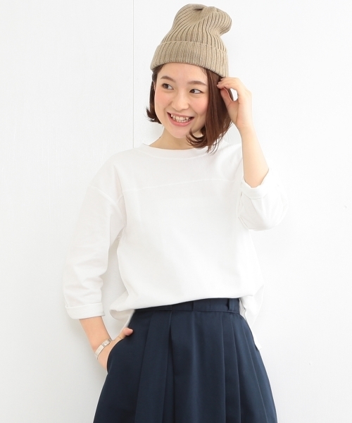 B:MING by BEAMS（ビーミングバイビームス）の「RUSSELL ATHLETIC×ビーミング by ビームス / 別注 ミニ裏毛7分袖Tシャツ（Tシャツ/カットソー・レディース・ホワイト/ホワイト系その他/オリーブ・ONE SIZE）」の4枚目の写真