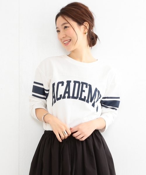 B:MING by BEAMS（ビーミングバイビームス）の「RUSSELL ATHLETIC×ビーミング by ビームス / 別注 ミニ裏毛7分袖Tシャツ（Tシャツ/カットソー・レディース・ホワイト/ホワイト系その他/オリーブ・ONE SIZE）」の6枚目の写真