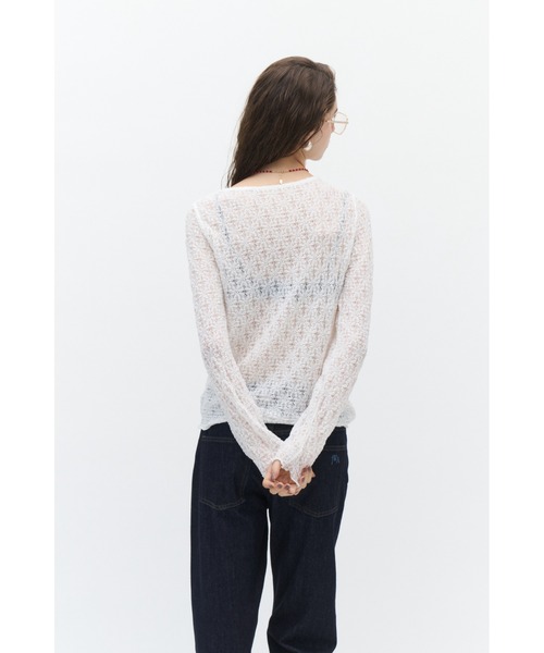 Lutim by u（ルチバイユー）の「エアリーシャーリングレーストップス（Tシャツ/カットソー・レディース・オフホワイト/ブラック/バーガンディー・FREE）」の11枚目の写真