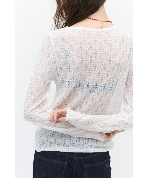 Lutim by u（ルチバイユー）の「エアリーシャーリングレーストップス（Tシャツ/カットソー・レディース・オフホワイト/ブラック/バーガンディー・FREE）」の18枚目の写真