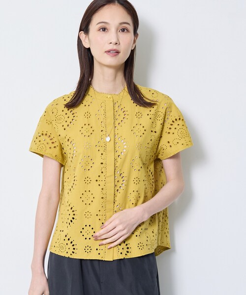 Reflect（リフレクト）の「【通勤◎】カットワーク刺繍レース シャツブラウス（シャツ/ブラウス・レディース・マスタード/ホワイト/ブラウン系その他/ネイビー・07/09/11/13/15 /17）」の9枚目の写真