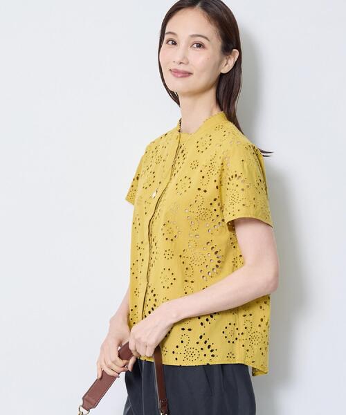 Reflect（リフレクト）の「【通勤◎】カットワーク刺繍レース シャツブラウス（シャツ/ブラウス・レディース・マスタード/ホワイト/ブラウン系その他/ネイビー・07/09/11/13/15 /17）」の10枚目の写真