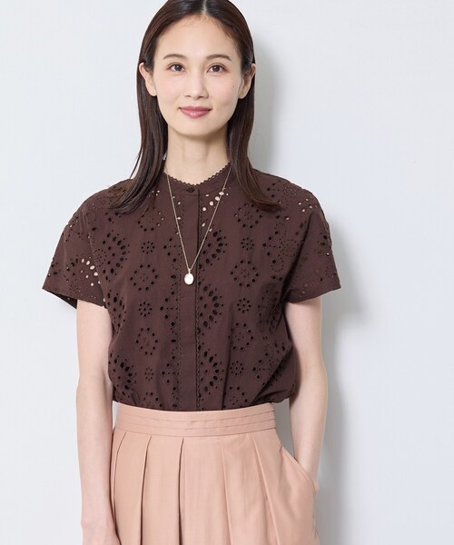 Reflect（リフレクト）の「【通勤◎】カットワーク刺繍レース シャツブラウス（シャツ/ブラウス・レディース・マスタード/ホワイト/ブラウン系その他/ネイビー・07/09/11/13/15 /17）」の13枚目の写真