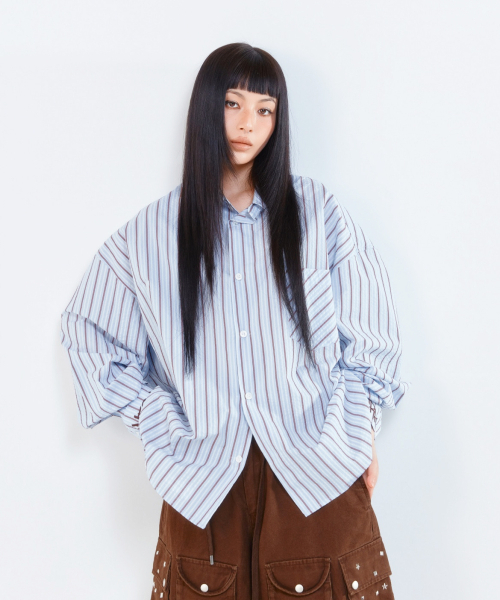 NIGHTWORKDEPT(ナイトワークデプト)の「Oversized Archive Stripe Shirt_Blue(シャツ/ブラウス・レディース・その他・MEDIUM/SMALL)」の4枚目の写真
