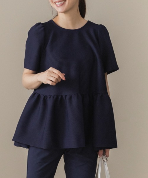 Sono（ソーノ）の「【新作 8/5発売】【【SONO/ソーノ】レイシーJQ　フレアプルオーバー（Tシャツ/カットソー・レディース・ネイビー/ホワイト/ブラック・F）」の3枚目の写真
